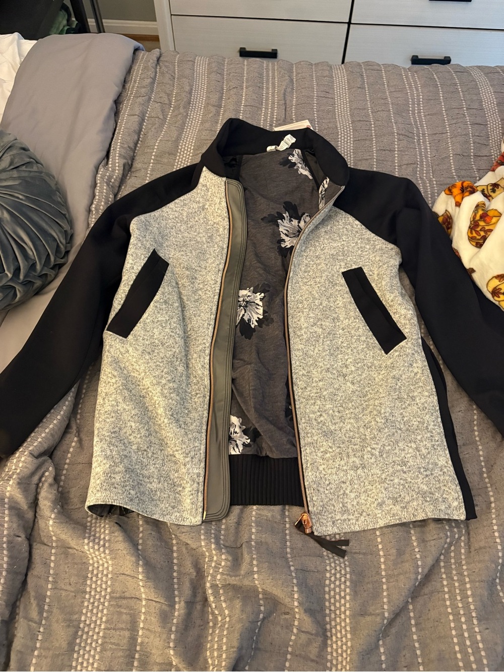 lululemon athletica Two-Tone Gray and Black Bomber Jacket